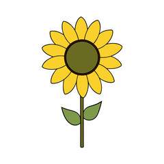 Sunflower graphic elements vector, Flower vector illustration, Simple sunflower tractor symbol isolated.
