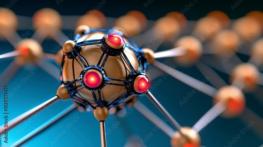Poster network node tech connection global communication hub
