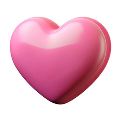 pink heart 3d render icon in cartoon plastic style minimal isolated on transparent white background, clipping path