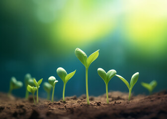 Green shoots emerging from the soil