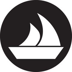 Sailboat icon. Ship or vessel vector in trendy flat style. Nautical symbol, marine logo design element. Perfect for travel, adventure and nautical themed projects isolated on transparent background.