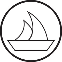 Sailboat icon. Ship or vessel vector in trendy line style. Nautical symbol, marine logo design element. Perfect for travel, adventure and nautical themed projects isolated on transparent background.