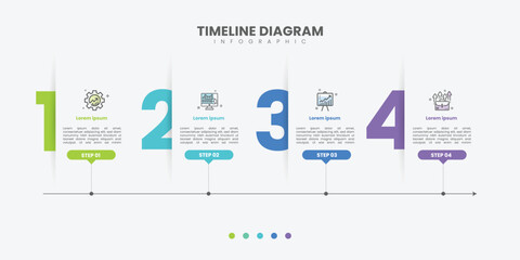 infographic 4 Step timeline journey, calendar Flat simple infographics design template. presentation graph. Business concept with 4 options
