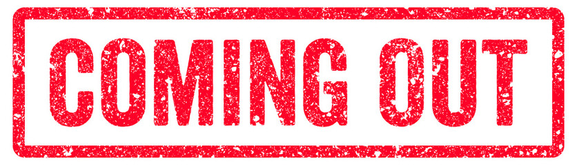 Coming Out Stamp Transparent Seal, Red Grunge Coming Out Word Rubber Stamp Seal