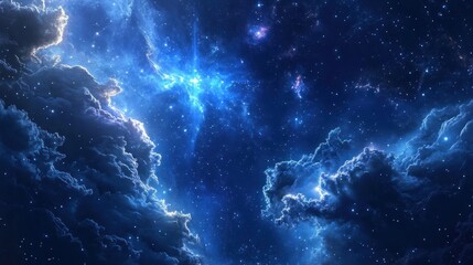 Fototapeta premium A Stellar Nebula with Glowing Clouds and Stars