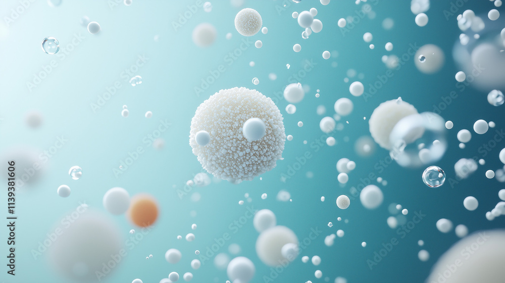 Aufkleber abstract floating spheres: a serene and ethereal abstract image, featuring a multitude of white sphe