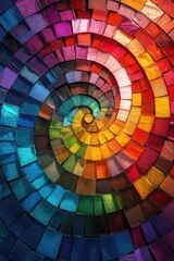 Obraz premium Multicolored Spiral Made Up Of Squares