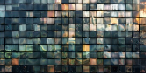 Fototapeta premium Abstract Cityscape: Geometric Glass Facade of a Modern Building
