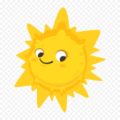 Hand draw cute sun illustration on white background