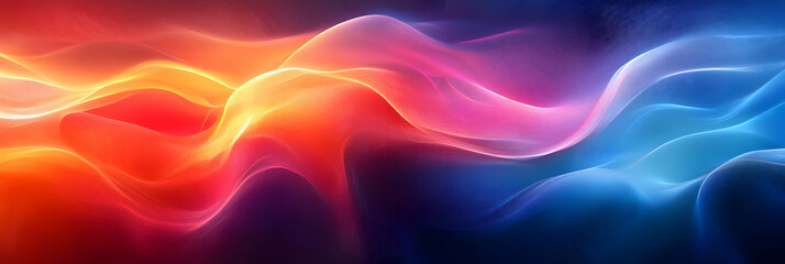 Obraz premium Abstract Colorful Waves, Vibrant Hues Flowing Dynamically Across a Dark Canvas, Creating an Evocative and Energetic Digital Artwork.