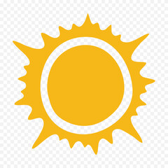 Hand draw cute sun illustration on white background