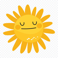 Hand draw cute sun illustration on white background