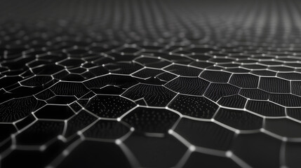 Naklejka premium Network connection concept black background vector illustration. Futuristic hexagon perspective wide angle lanscape. Futuristic honeycomb concept. 3d landscape. Big data digital background