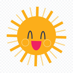 Hand draw cute sun illustration on white background