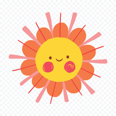Hand draw cute sun illustration on white background