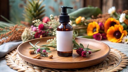 cosmetic serum toner oil cleanser​ tube natural ingredient photo shot background