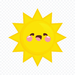 Hand draw cute sun illustration on white background