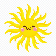 Hand draw cute sun illustration on white background