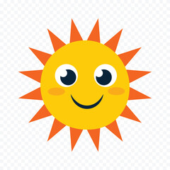 Hand draw cute sun illustration on white background