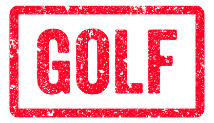 Golf Stamp Transparent Seal, Red Grunge Golf Word Rubber Stamp Seal