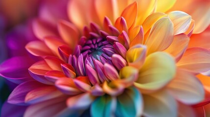 Fototapeta premium Close-up of a Multicolored Dahlia Flower with Soft, Delicate Petals