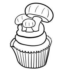Hand drawn vegetable cupcake outline