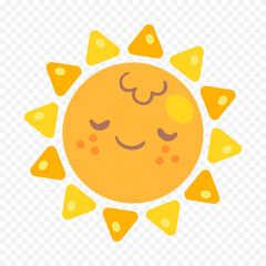 Hand draw cute sun illustration on white background