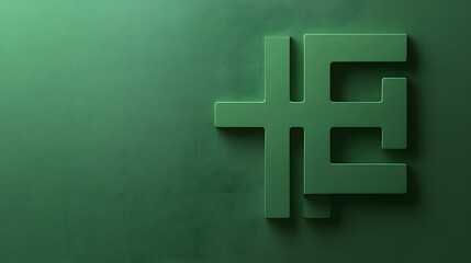 Obraz premium Abstract 3D green cross with a minimalist design on a textured background.
