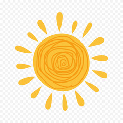 Hand draw cute sun illustration on white background