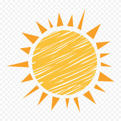 Hand draw cute sun illustration on white background
