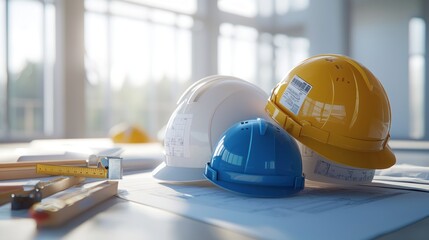 Construction Site Safety: Hard Hats and Blueprints
