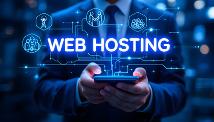 Futuristic Web Hosting Concept with Advanced Technology Design