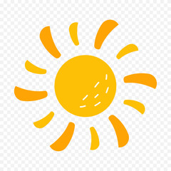 Hand draw cute sun illustration on white background