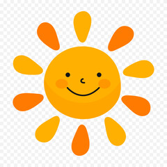 Hand draw cute sun illustration on white background