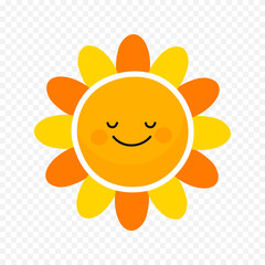Hand draw cute sun illustration on white background