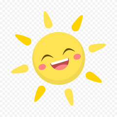 Hand draw cute sun illustration on white background