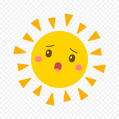 Hand draw cute sun illustration on white background