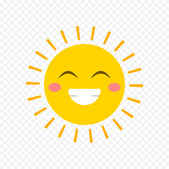 Hand draw cute sun illustration on white background