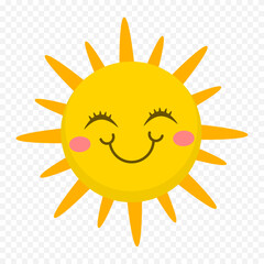 Hand draw cute sun illustration on white background
