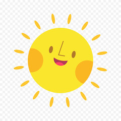 Hand draw cute sun illustration on white background