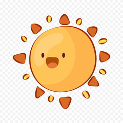 Hand draw cute sun illustration on white background