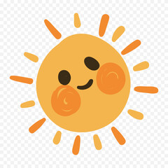 Hand draw cute sun illustration on white background