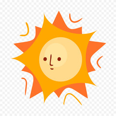 Hand draw cute sun illustration on white background
