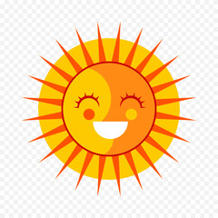 Hand draw cute sun illustration on white background