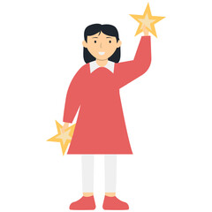 Person Giving Star for Customer Review Rating. Vector Character Illustration