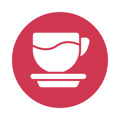 Tea Cup Vector circle Outline Icon.  Eps 10 File