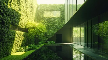 Serene Green Oasis: Modern Architecture Integrated with Lush Nature