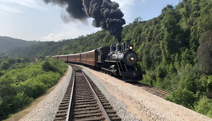 There is a train that is going down the road and it looks very dangerous and people are getting off it.