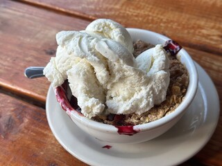 Vanilla Ice cream and Berry Cobbler