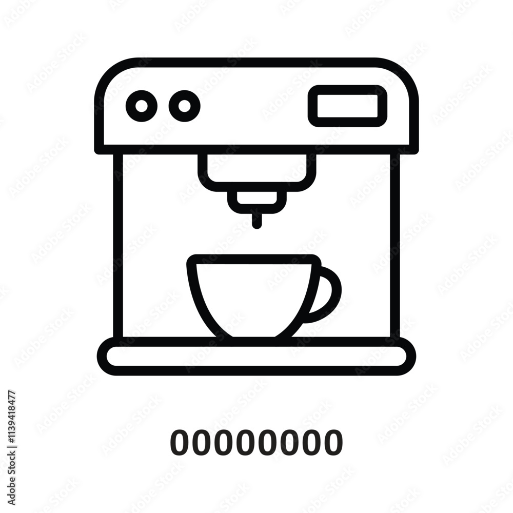 Poster tea maker machine vector outline icon. eps 10 file